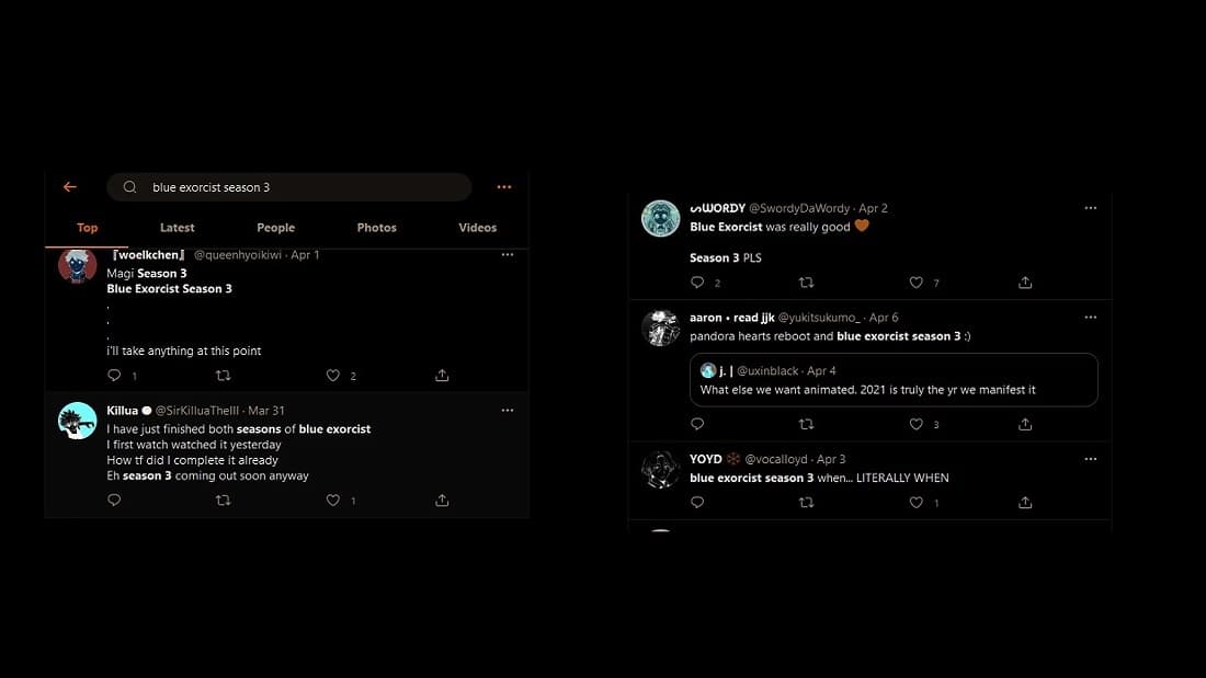 twitter on blue exorcist season 3