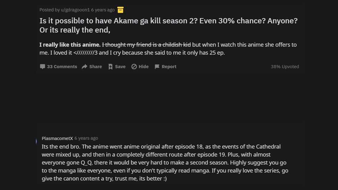 reddit reaction for akame ga kill! season 2