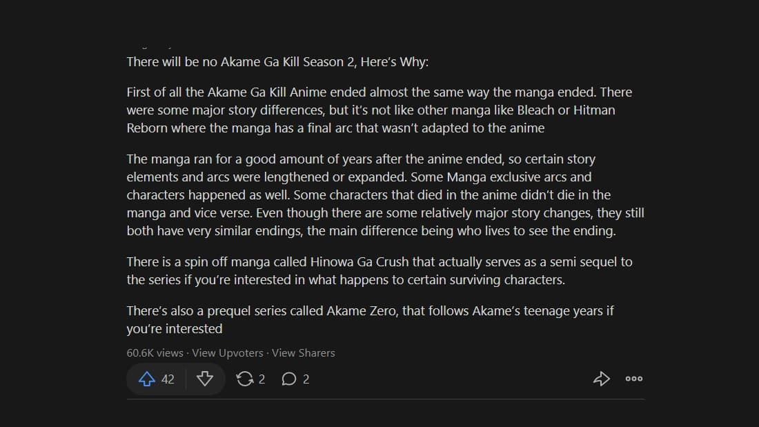 quora reaction for akame ga kill season 2