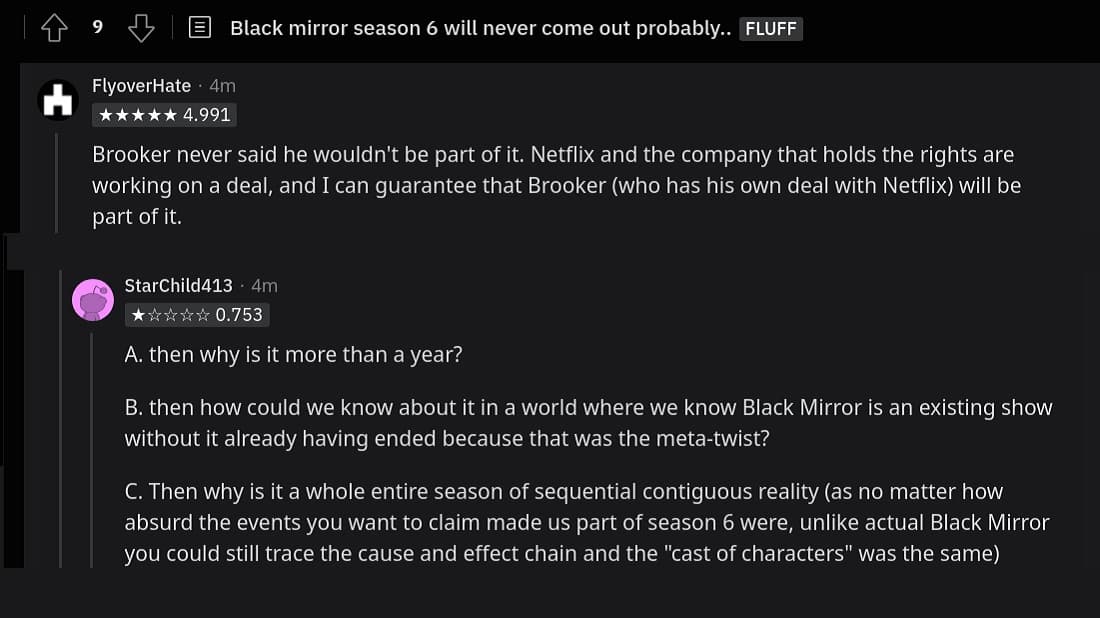 reddit reaction for black mirror season 6