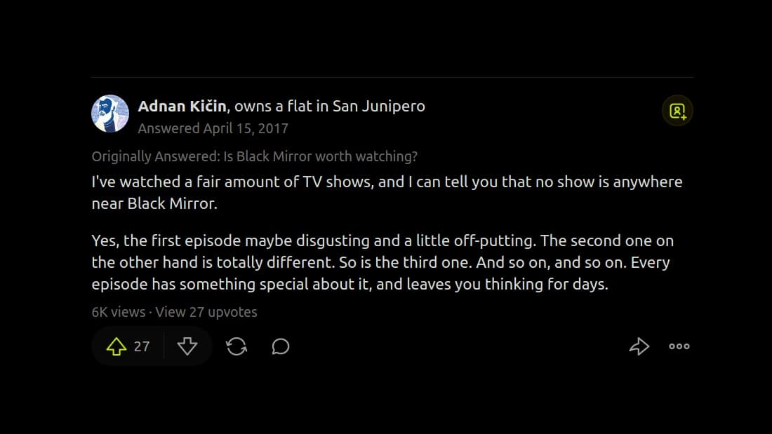 quora reaction for black mirror season 6