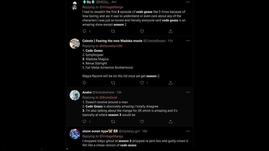 twitter reaction for code geass season 3