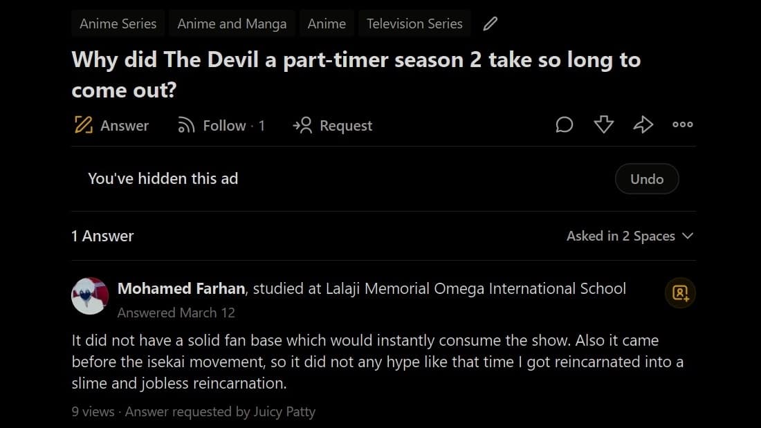 quora on the devil is a part-timer season 2