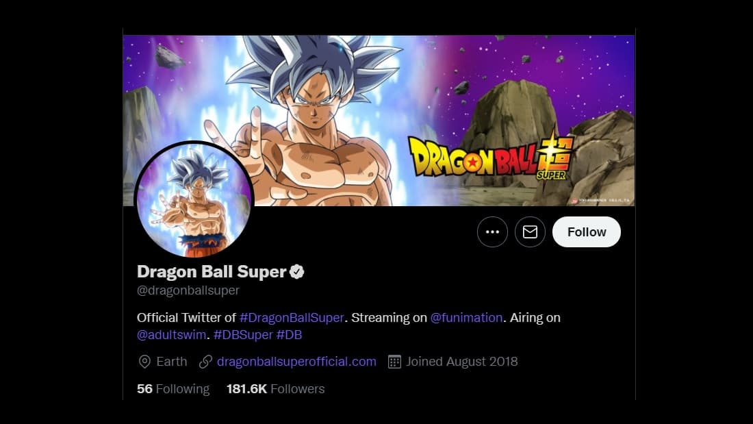 official twitter account of dragon ball super