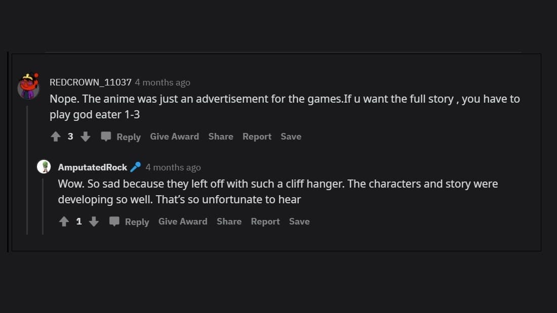 fans reddit reaction on god eater season 2
