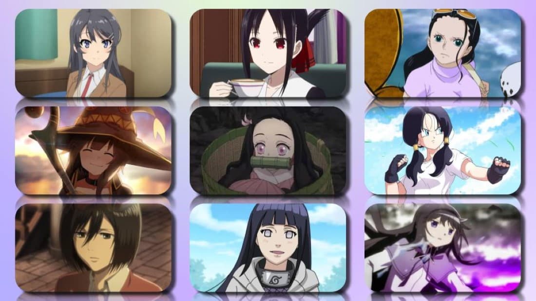 top 50 most popular anime girls with black hair