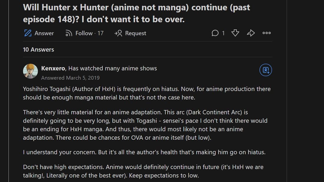 Does the Hunter X Hunter anime and manga stop at the same place? - Quora