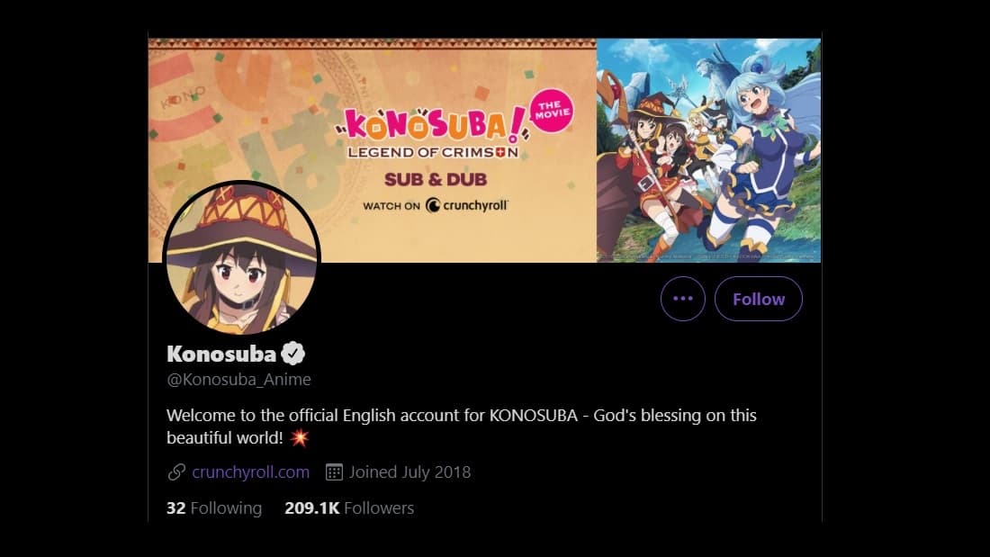 Official twitter account konosuba