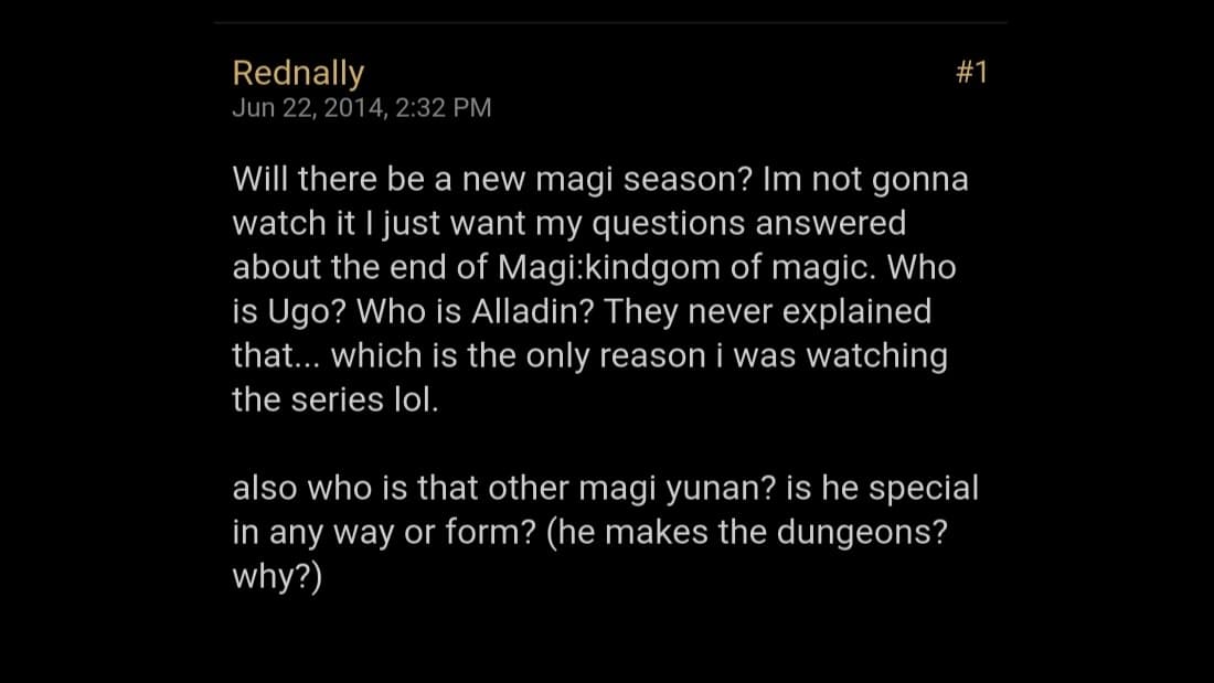 myanimelist fans reaction on magi