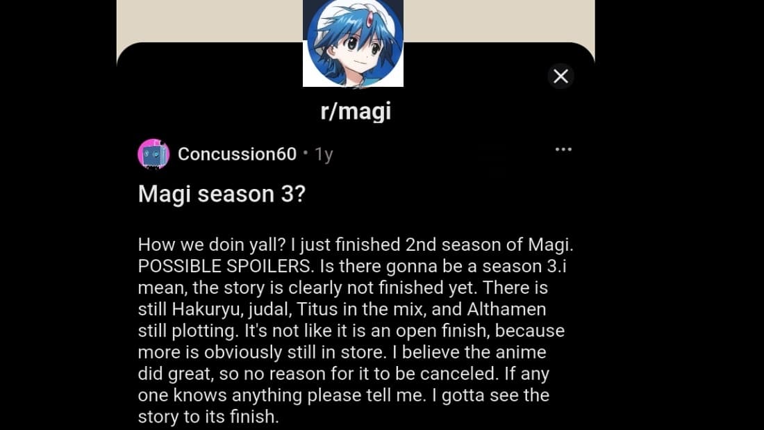 reddit fans reaction on magi season 3