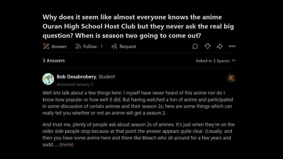 quora reaction for ouran high school host club season 2