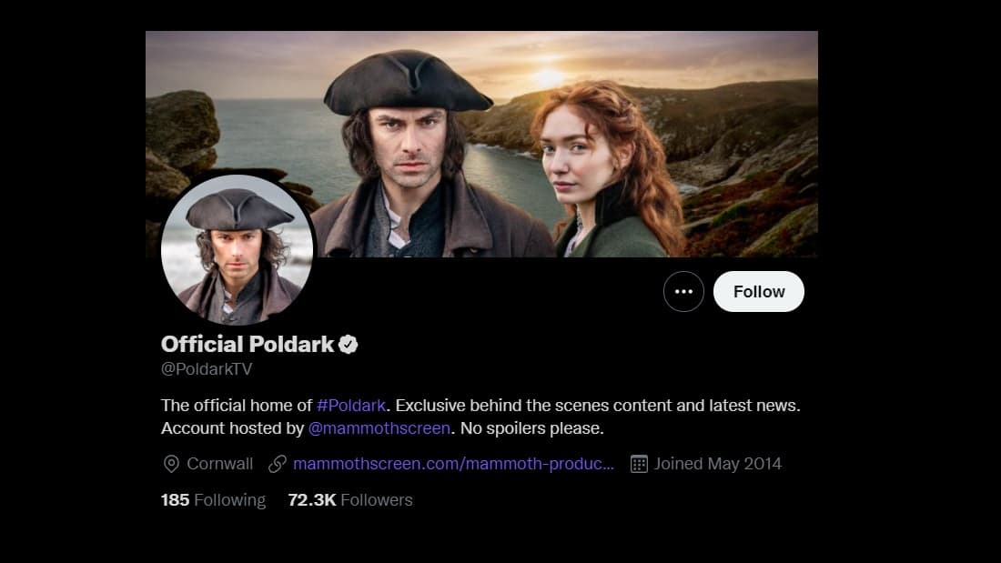 twitter page of poldark