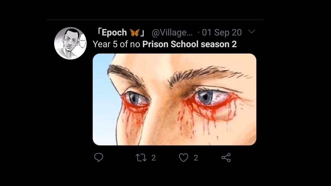 online reaction on twitter for prison school season 2