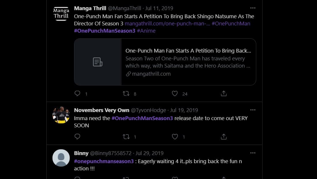 twitter reaction for one punch man season 3