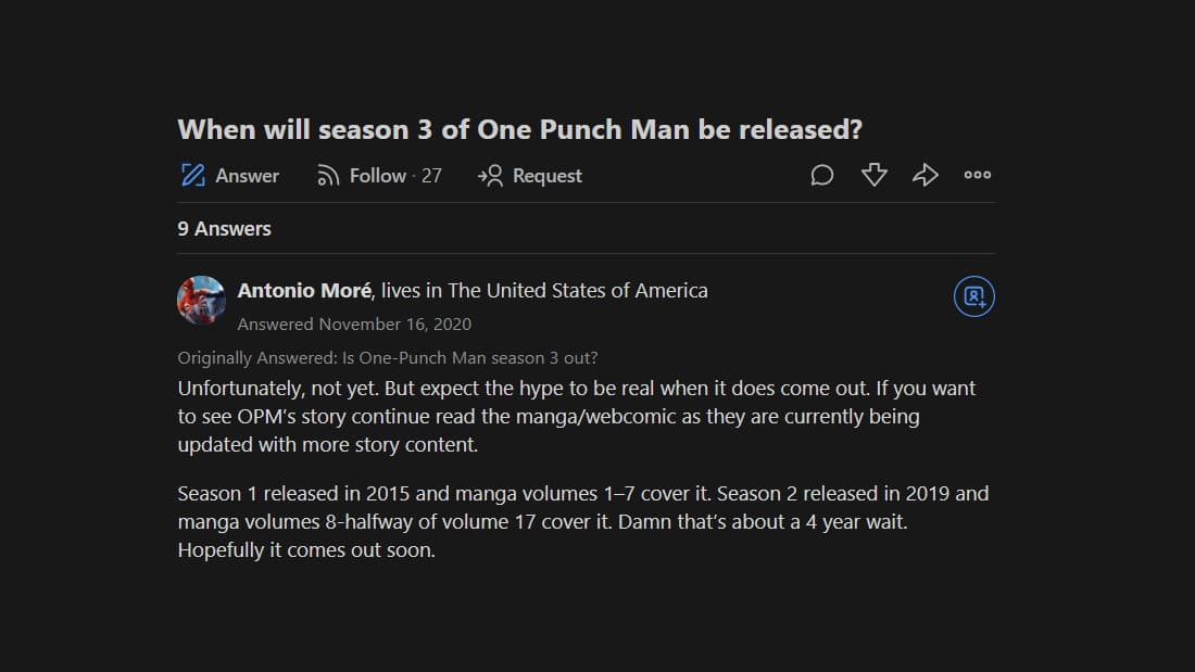 quora reaction for one punch man season 3