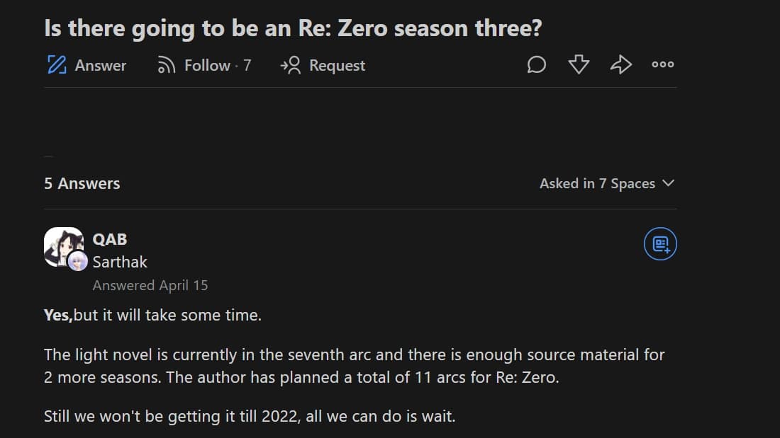 quora reaction for re zero season 3