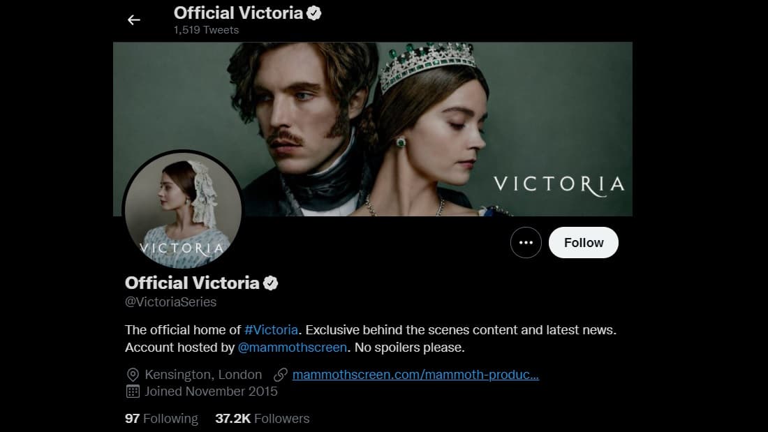 official twitter account of victoria tv series