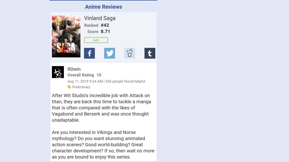 review for vinland saga